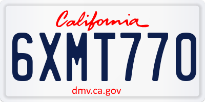 CA license plate 6XMT770