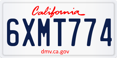 CA license plate 6XMT774
