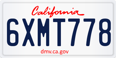 CA license plate 6XMT778
