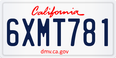 CA license plate 6XMT781