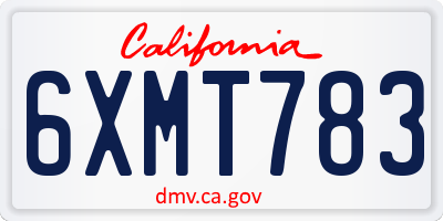 CA license plate 6XMT783