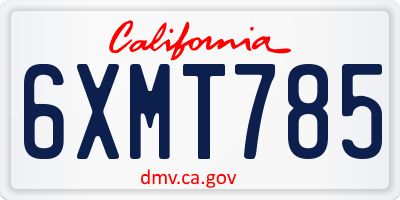 CA license plate 6XMT785