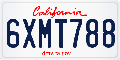 CA license plate 6XMT788