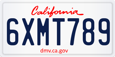 CA license plate 6XMT789