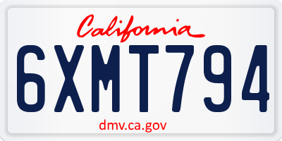 CA license plate 6XMT794