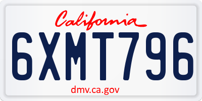 CA license plate 6XMT796