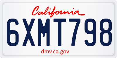 CA license plate 6XMT798