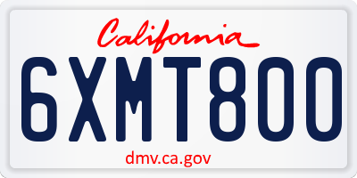 CA license plate 6XMT800