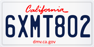 CA license plate 6XMT802