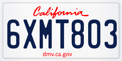CA license plate 6XMT803