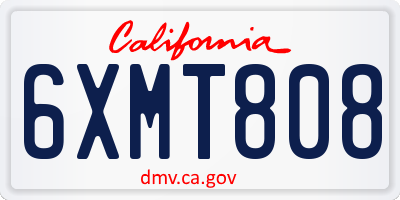 CA license plate 6XMT808