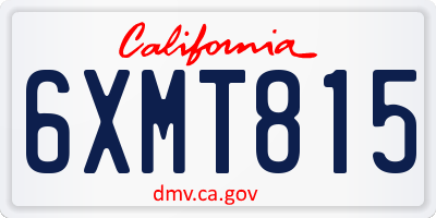 CA license plate 6XMT815