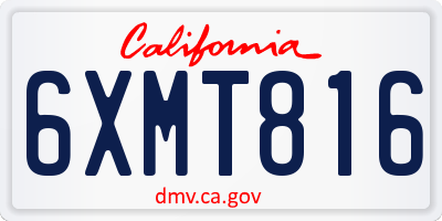 CA license plate 6XMT816