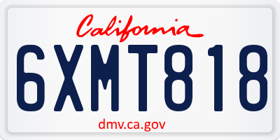 CA license plate 6XMT818