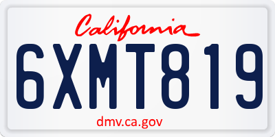 CA license plate 6XMT819