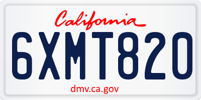 CA license plate 6XMT820