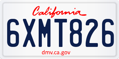 CA license plate 6XMT826