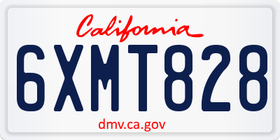 CA license plate 6XMT828
