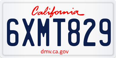 CA license plate 6XMT829