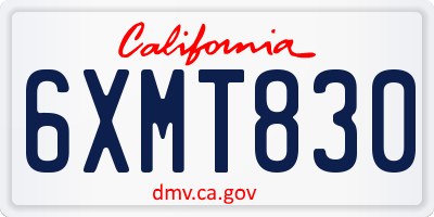 CA license plate 6XMT830