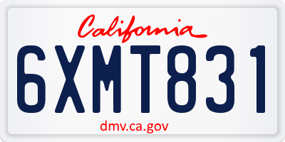 CA license plate 6XMT831