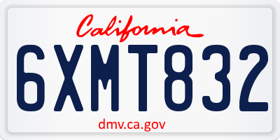 CA license plate 6XMT832