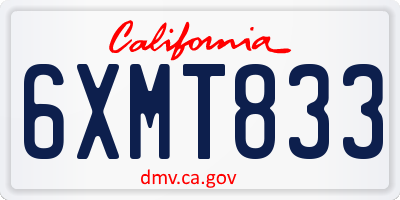 CA license plate 6XMT833