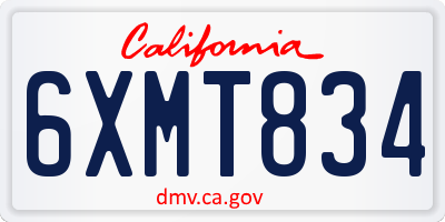CA license plate 6XMT834