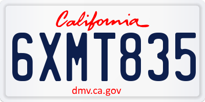CA license plate 6XMT835