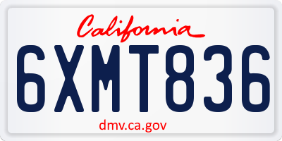 CA license plate 6XMT836