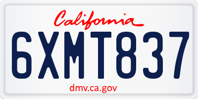 CA license plate 6XMT837