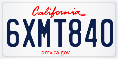 CA license plate 6XMT840