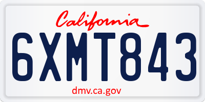 CA license plate 6XMT843