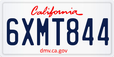 CA license plate 6XMT844