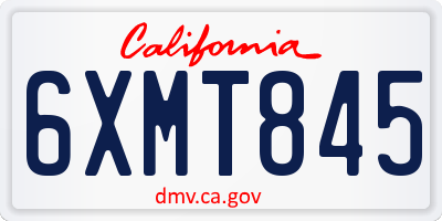 CA license plate 6XMT845