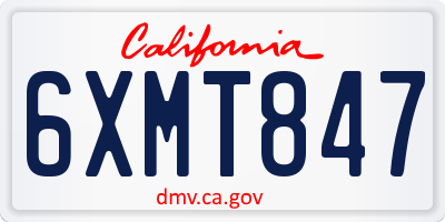 CA license plate 6XMT847