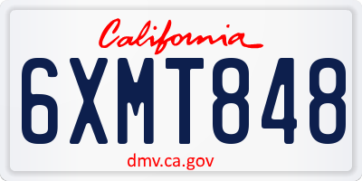 CA license plate 6XMT848