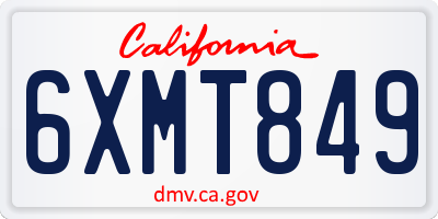 CA license plate 6XMT849