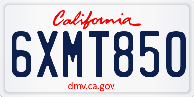 CA license plate 6XMT850