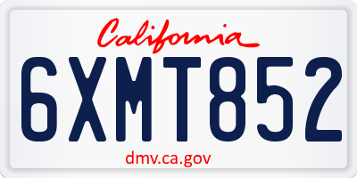 CA license plate 6XMT852