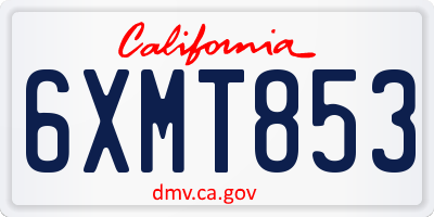 CA license plate 6XMT853