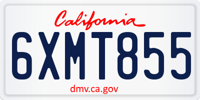 CA license plate 6XMT855