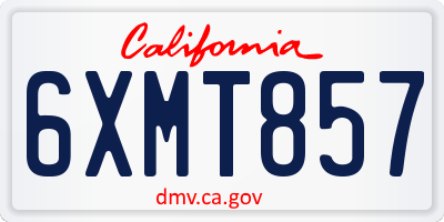 CA license plate 6XMT857