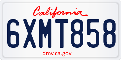 CA license plate 6XMT858