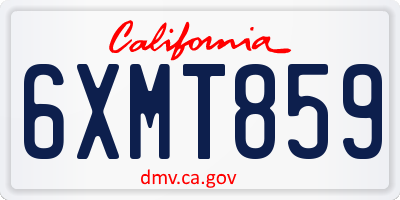 CA license plate 6XMT859