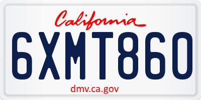 CA license plate 6XMT860
