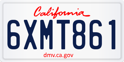 CA license plate 6XMT861