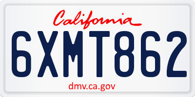 CA license plate 6XMT862