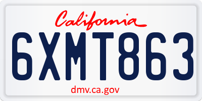 CA license plate 6XMT863