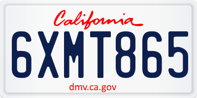CA license plate 6XMT865